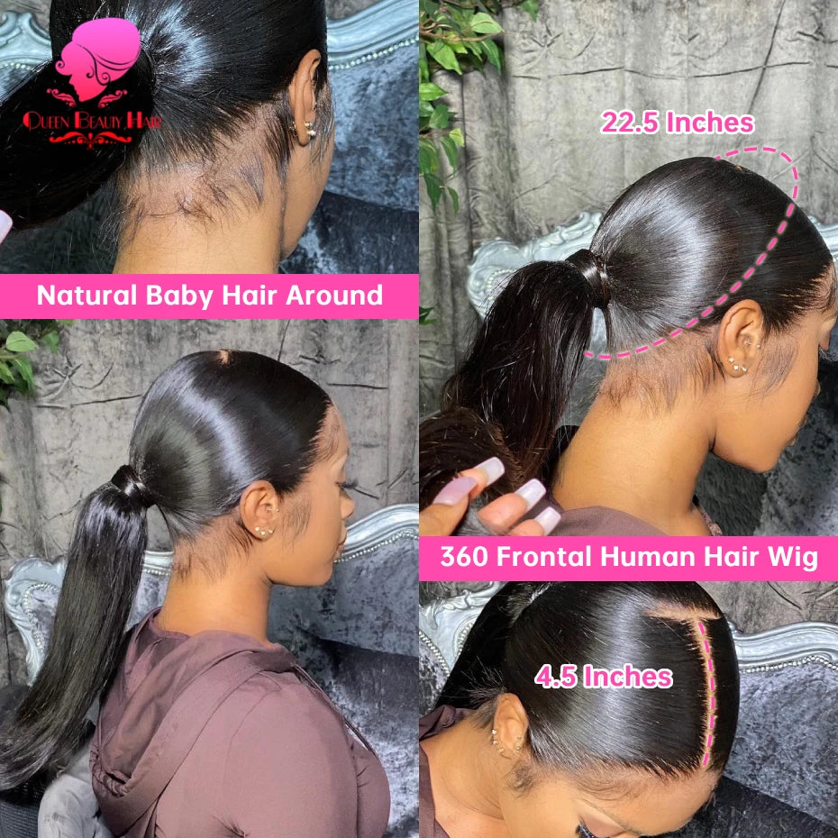 13x4 Lagos Hairline Wig 13x6 360 Lace Front Human Hair Wig 1B Straight Pre Plucked M Shaped Hairline Lace Frontal Wig Human Hair