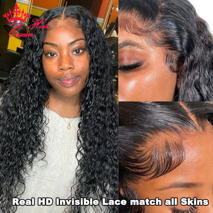 Real Invisible HD Lace Wigs Deep Curly Wave Natural Hairline Human Raw Hair Wigs Indian Pre plucked Lace Front Human Hair Wigs