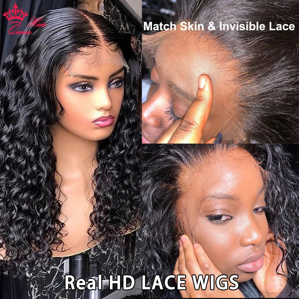 Real Invisible HD Lace Wigs Deep Curly Wave Natural Hairline Human Raw Hair Wigs Indian Pre plucked Lace Front Human Hair Wigs
