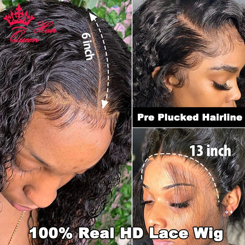 Real Invisible HD Lace Wigs Deep Curly Wave Natural Hairline Human Raw Hair Wigs Indian Pre plucked Lace Front Human Hair Wigs