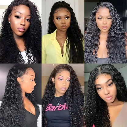 Deep Wave Human Hair Wigs 13X6 Hd Lace Frontal Wig Water Wave Lace Front Wigs Curly Brazilian Wigs 200 Density 40 Inch For Women