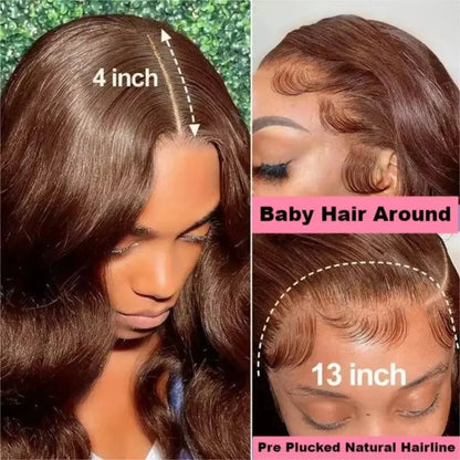 Chocolate Brown Lace Front Wig Body Wave Wig 13x6 HD Lace Frontal Wig 250 Density