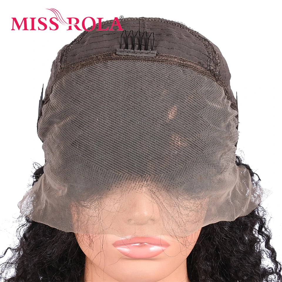 MISS ROLA Hair 13x4 Lace Frontal Human Hair Wigs Kinky Curly Human Hair Wigs Brazilian Remy Curly Hair Pre Plucked 180% Density