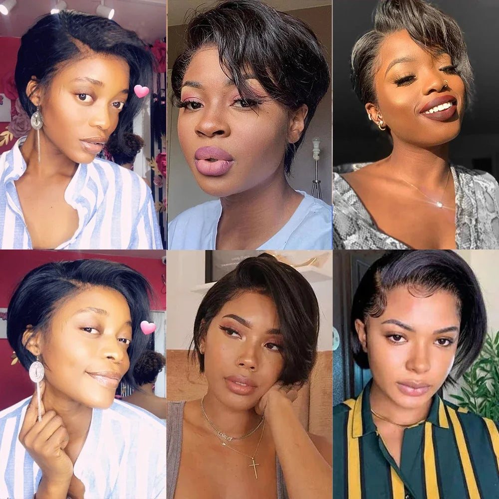 Short Pixie Cut Wigs Human Hair 13x4 Side Part Bob Lace Front