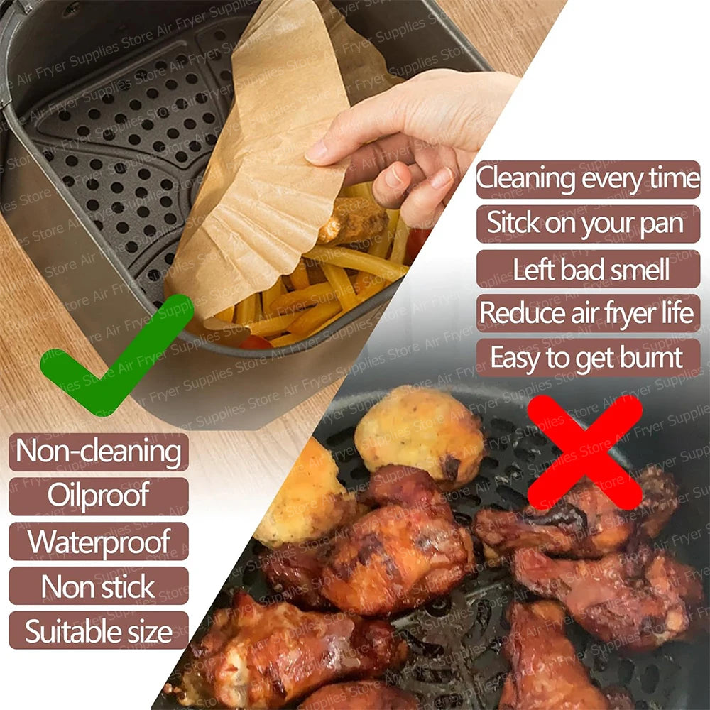 Air Fryer Baking Paper Square Parchment Paper Liners for Ninja/Cosori/Instant Pot 3-12L Airfryer