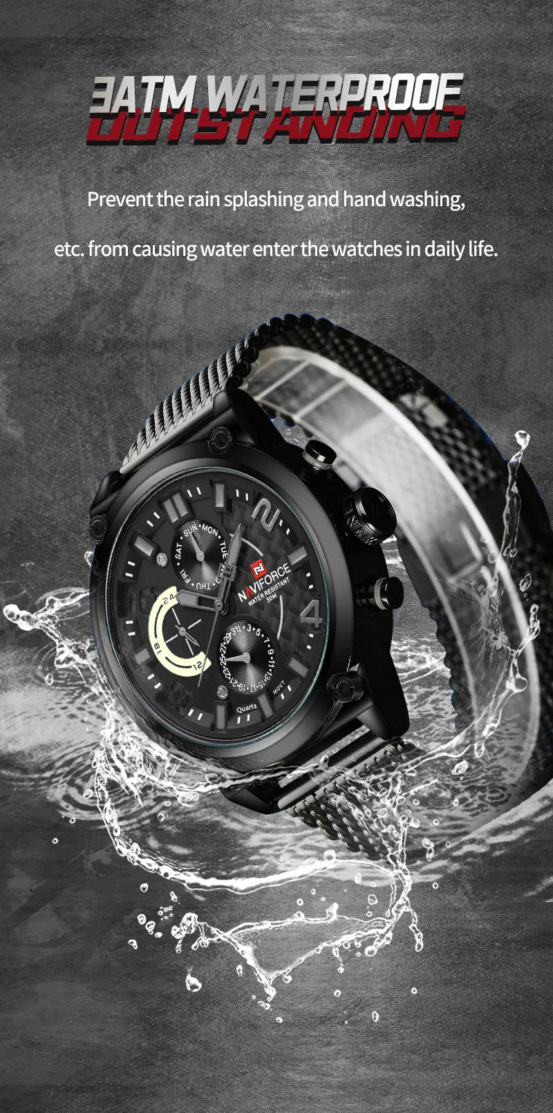 NAVIFORCE Black Luxury Men Watch