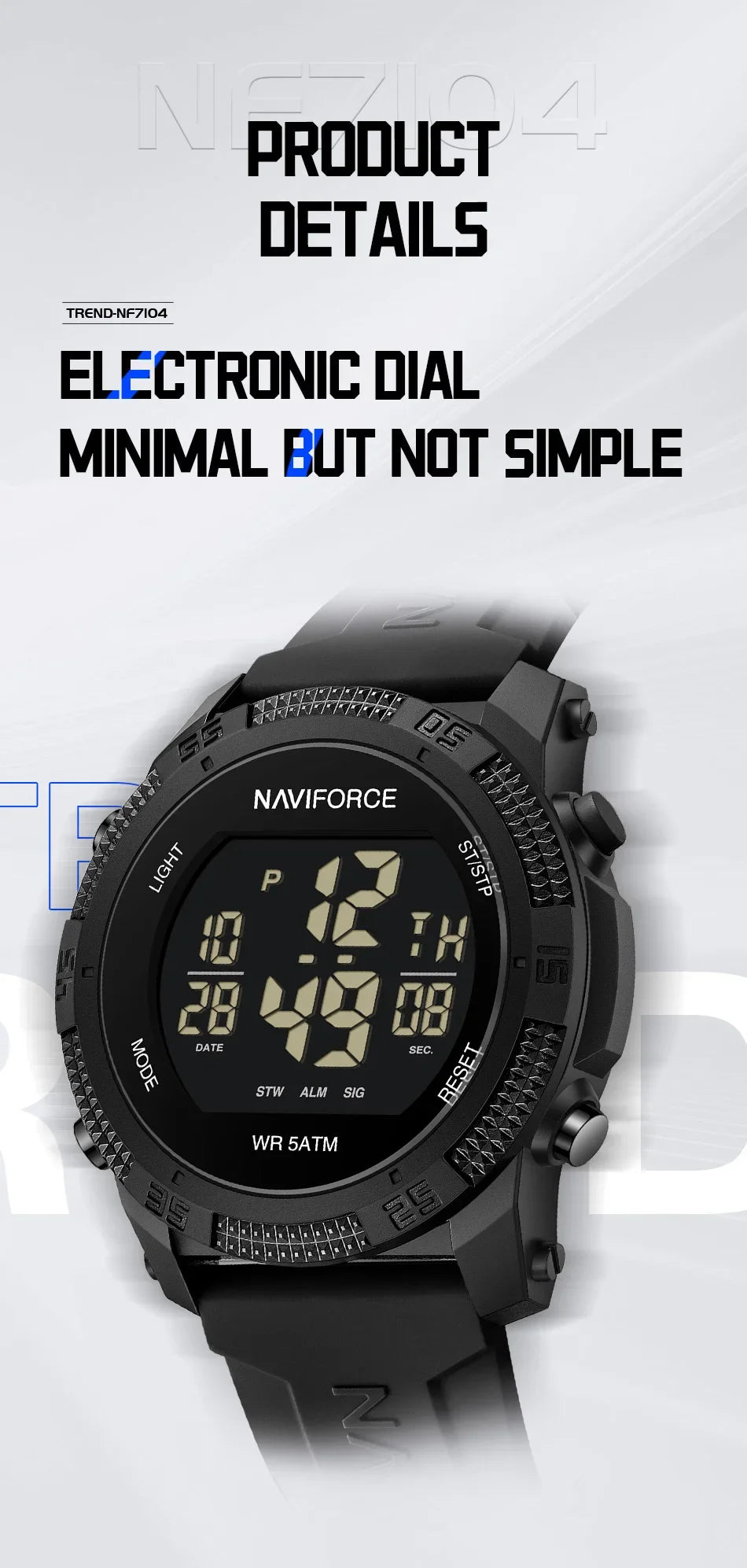 NAVIFORCE NF7104  Men's LCD Digital Casual