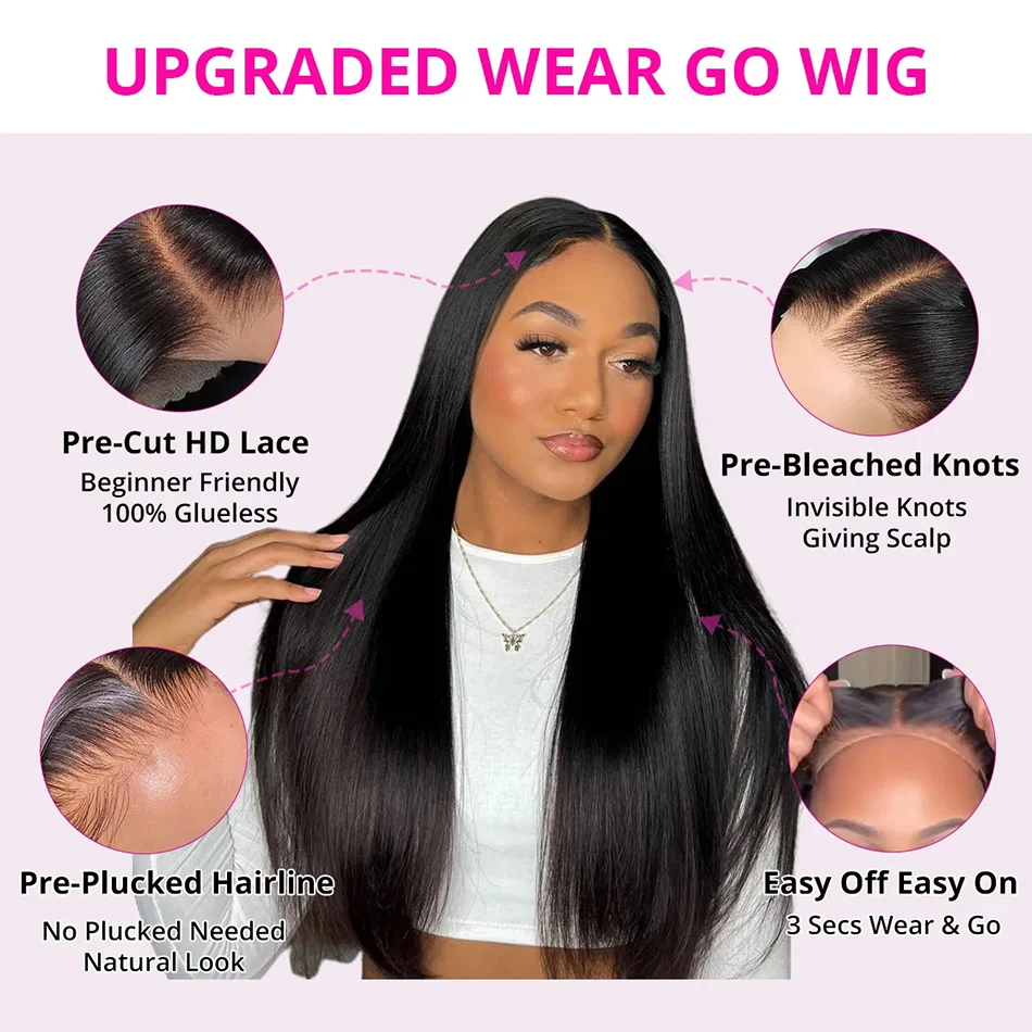 Tuneful 13x6 Lace Frontal Human Hair Wigs Straight 30 Inch Pre Plucked HD Lace Front Human Hair Wigs Glueless Wigs Ready To Wear