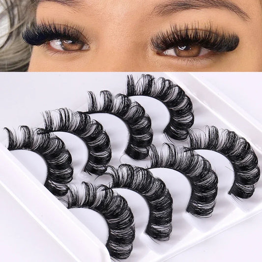 4 Pairs Russian Strip Lashes Fluffy Mink Lashes 3D False Eyelashes