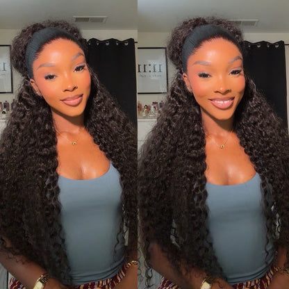 Invisible Strap 300 400 Density Deep Curly 360 Lace Front Wig Preplucked 36 38 Inch 360 HD Full Lace Wig Human Hair Glueless Wig