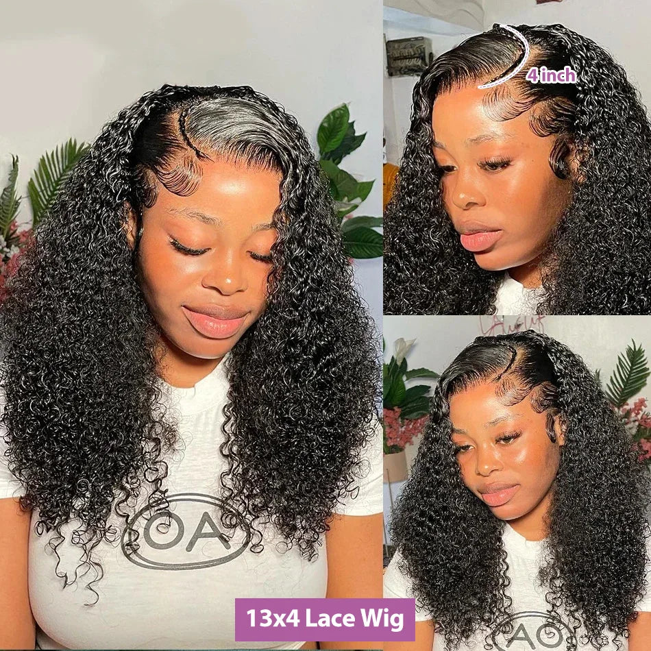 Kinky Curly Wigs 13x4 HD Lace Frontal Wig Glueless Human Hair