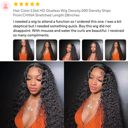 400 Density Lace Wig Human Hair Wear and Go Glueless Deep Water Wave Curly Human Hair Full Head Hd Lace Frontal Pre Plucked Wigs