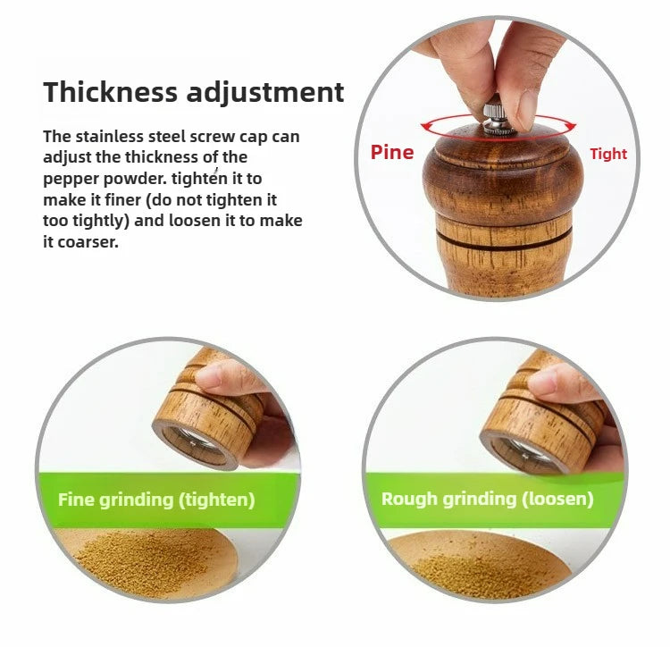 1/3pcs Wood Pepper Grinder,Salt Mill