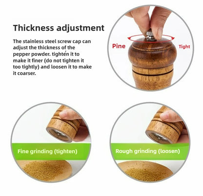 1/3pcs Wood Pepper Grinder,Salt Mill