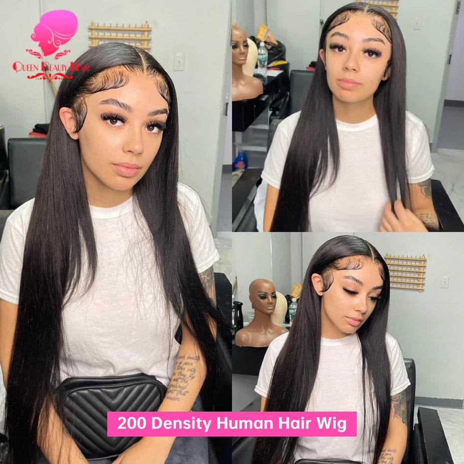 13x4 Lagos Hairline Wig 13x6 360 Lace Front Human Hair Wig 1B Straight Pre Plucked M Shaped Hairline Lace Frontal Wig Human Hair