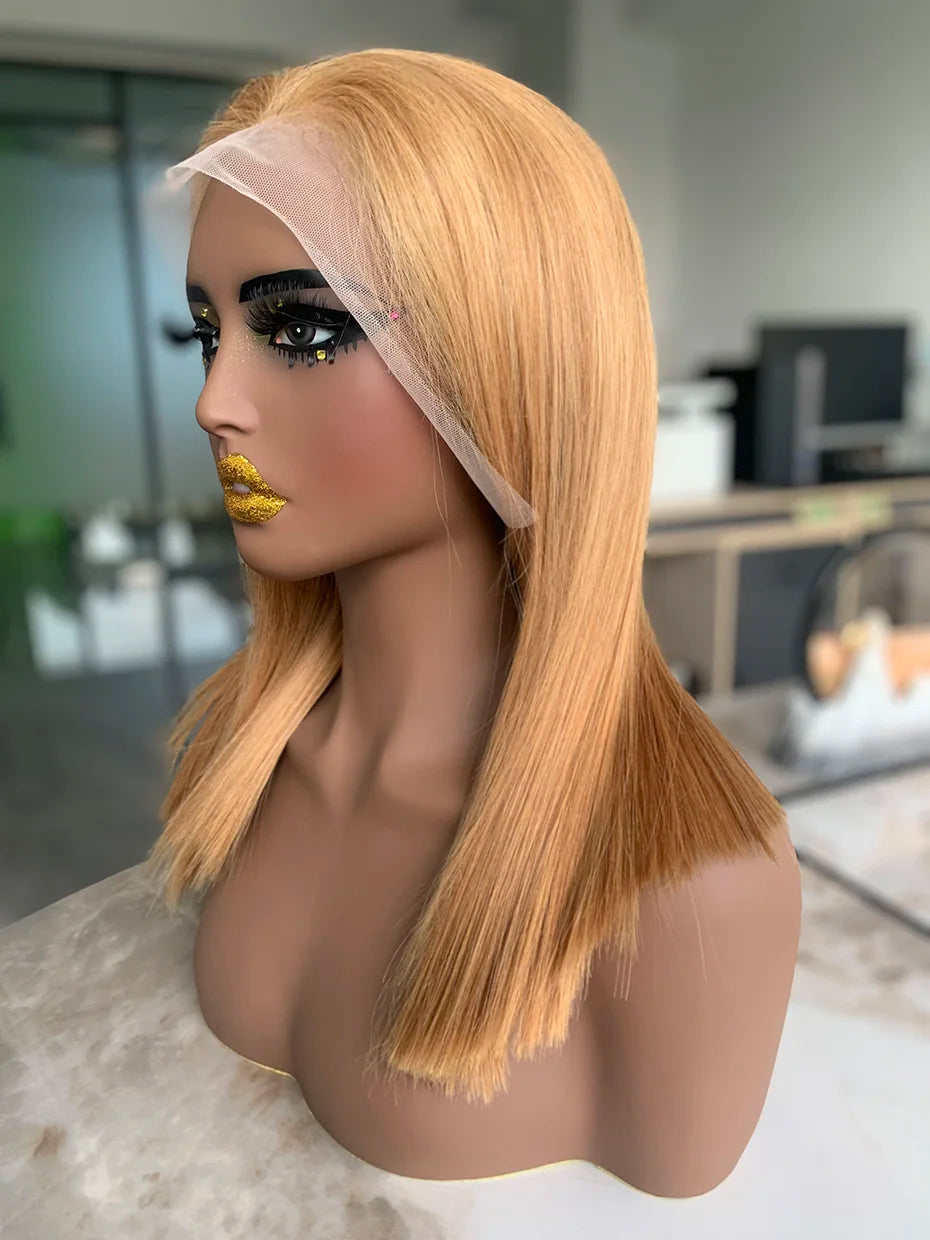 13x4 Bob 27# Colored Honey Blonde Wig Human Hair Vietnamese Closure Wig Human Hair Wigs Transparent Lace Frontal Wig Humain Hair