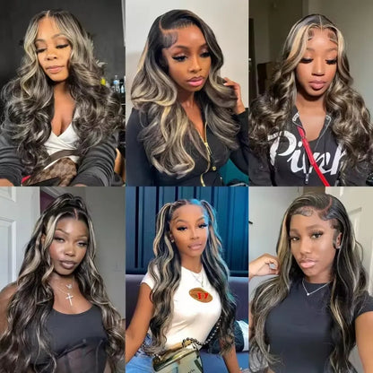 200% Body Wave Lace Frontal Human Hair Wig 1b/30 13x4 Full Lace Frontal Human Hair Wigs Pre Plucked Bleached Knots Glueless Wigs