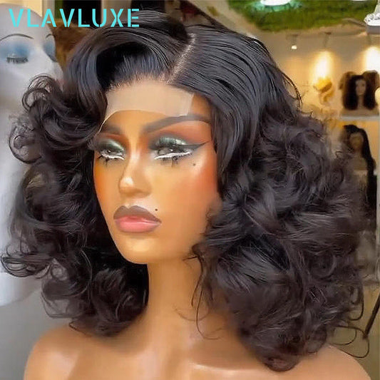 400 Density Bouncy Curly Glueless Curly Wigs 100% Human Hair Super Double Ready To Wear 13x6 HD Lace Front Super Double Remy Wig