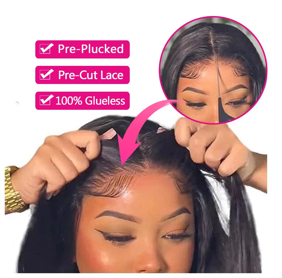 Tuneful 13x6 Lace Frontal Human Hair Wigs Straight 30 Inch Pre Plucked HD Lace Front Human Hair Wigs Glueless Wigs Ready To Wear