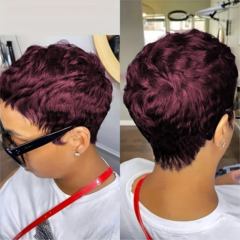 Short Pixie Cut Wig Human Hair 180 Density