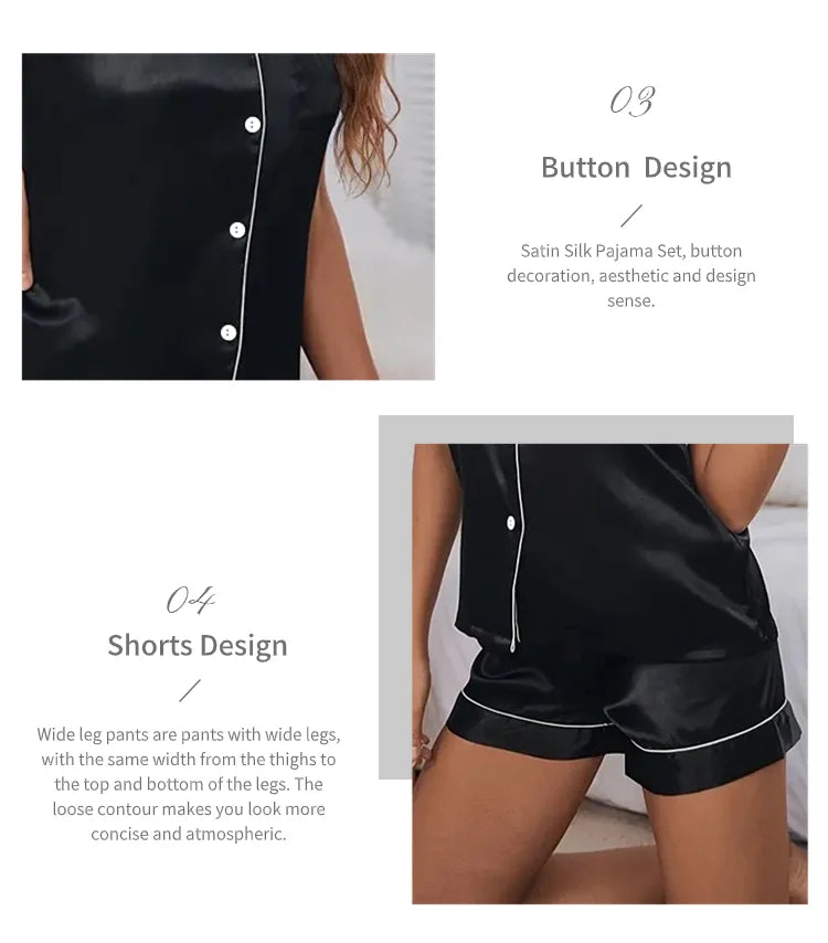 Women's Pajamas Set Satin Sleepwear