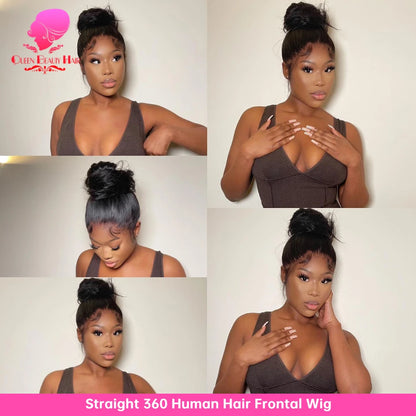 13x4 Lagos Hairline Wig 13x6 360 Lace Front Human Hair Wig 1B Straight Pre Plucked M Shaped Hairline Lace Frontal Wig Human Hair