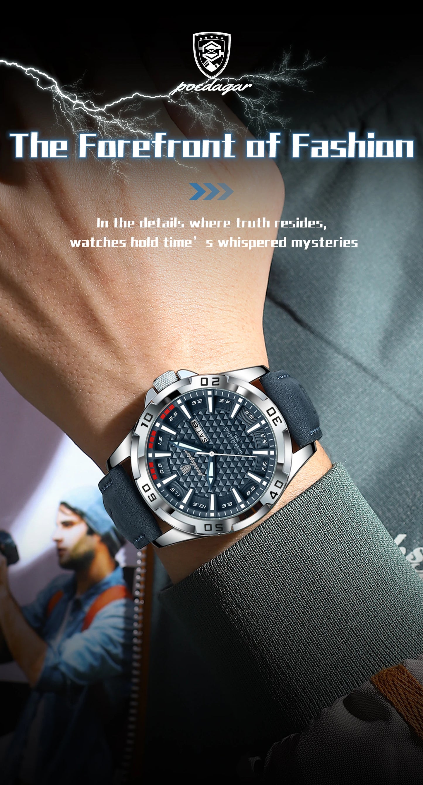 POEDAGAR Original Man Wristwatch Top Luxury Waterproof Luminous