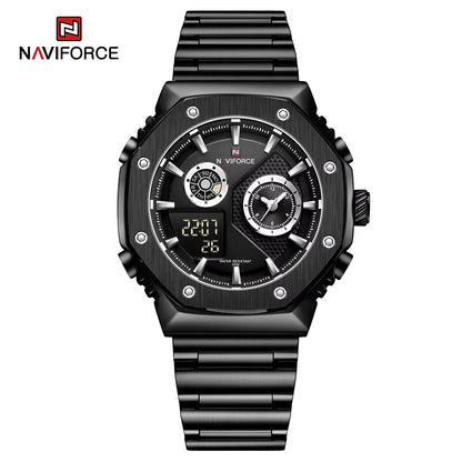 NAVIFORCE Men's Sport Watch Stainless Steel Strap Waterproof Quartz