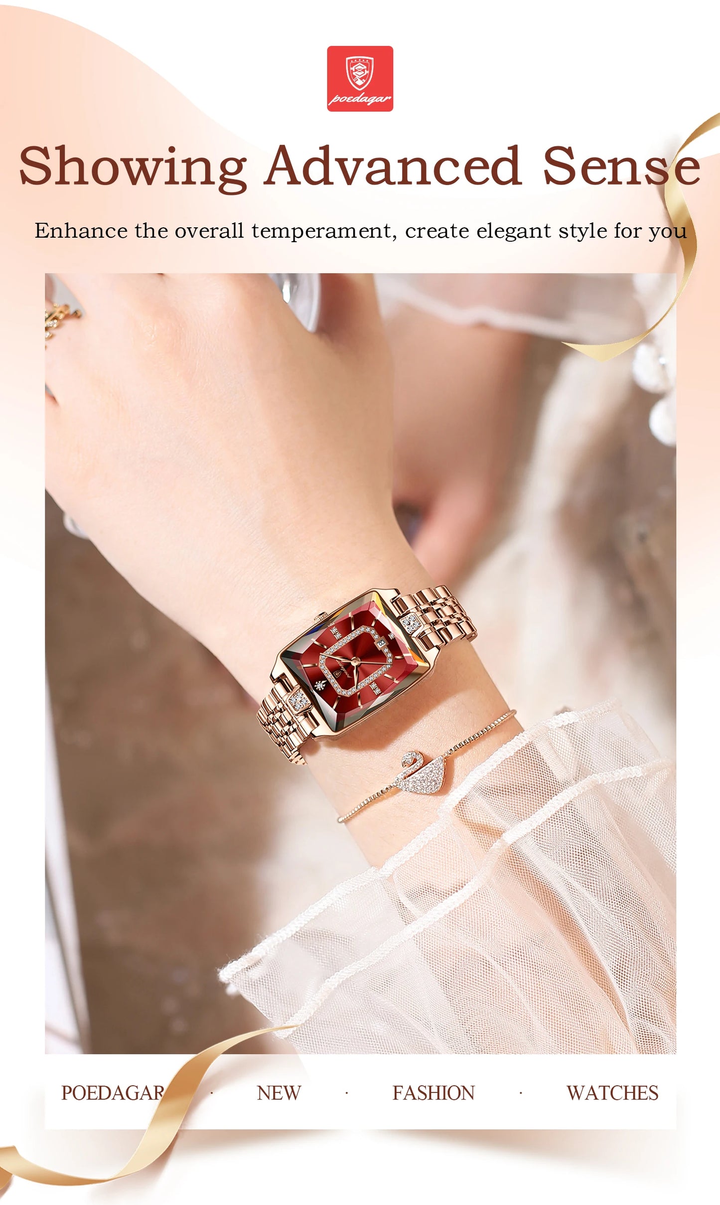 POEDAGAR Top Elegant Women Wristwatch Waterproof