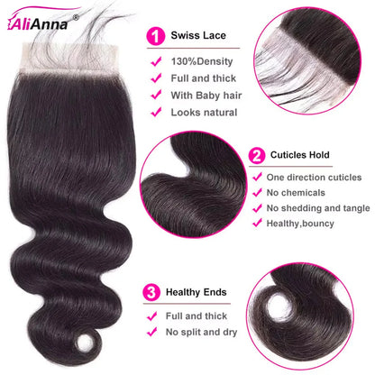 Body Wave Human Hair Bundles With A Closure 2x6 HD Lace Closure Human Hair Bundles With 4x4 Closure 5x5 Brazilian Bundle Deals