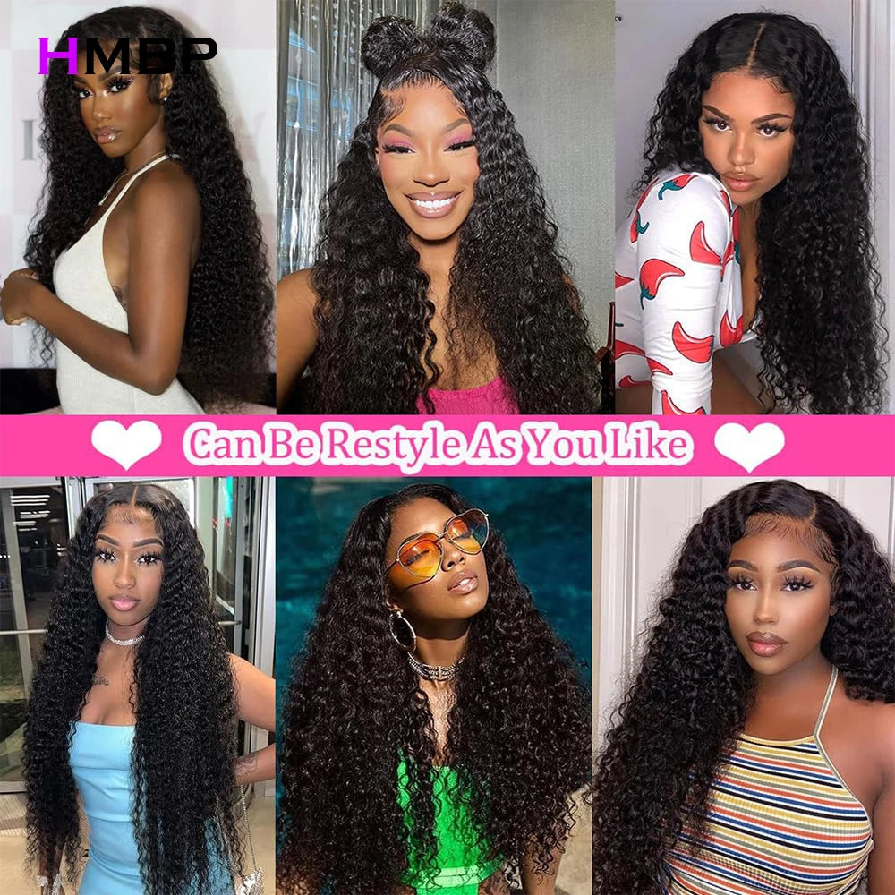 400 Density Lace Wig Human Hair Wear and Go Glueless Deep Water Wave Curly Human Hair Full Head Hd Lace Frontal Pre Plucked Wigs