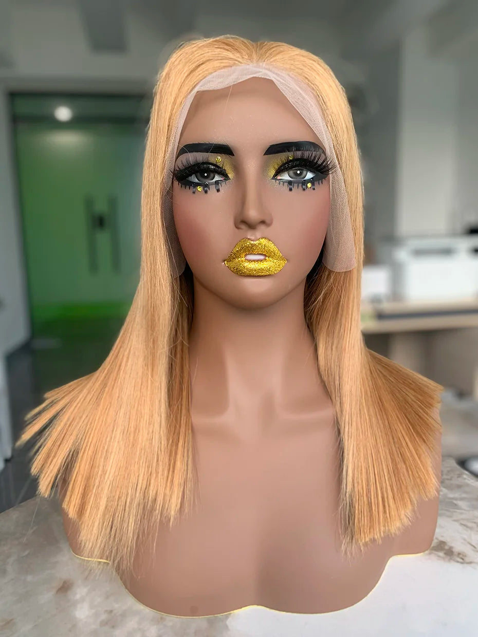 13x4 Bob 27# Colored Honey Blonde Wig Human Hair Vietnamese Closure Wig Human Hair Wigs Transparent Lace Frontal Wig Humain Hair