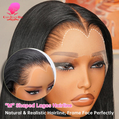13x4 Lagos Hairline Wig 13x6 360 Lace Front Human Hair Wig 1B Straight Pre Plucked M Shaped Hairline Lace Frontal Wig Human Hair