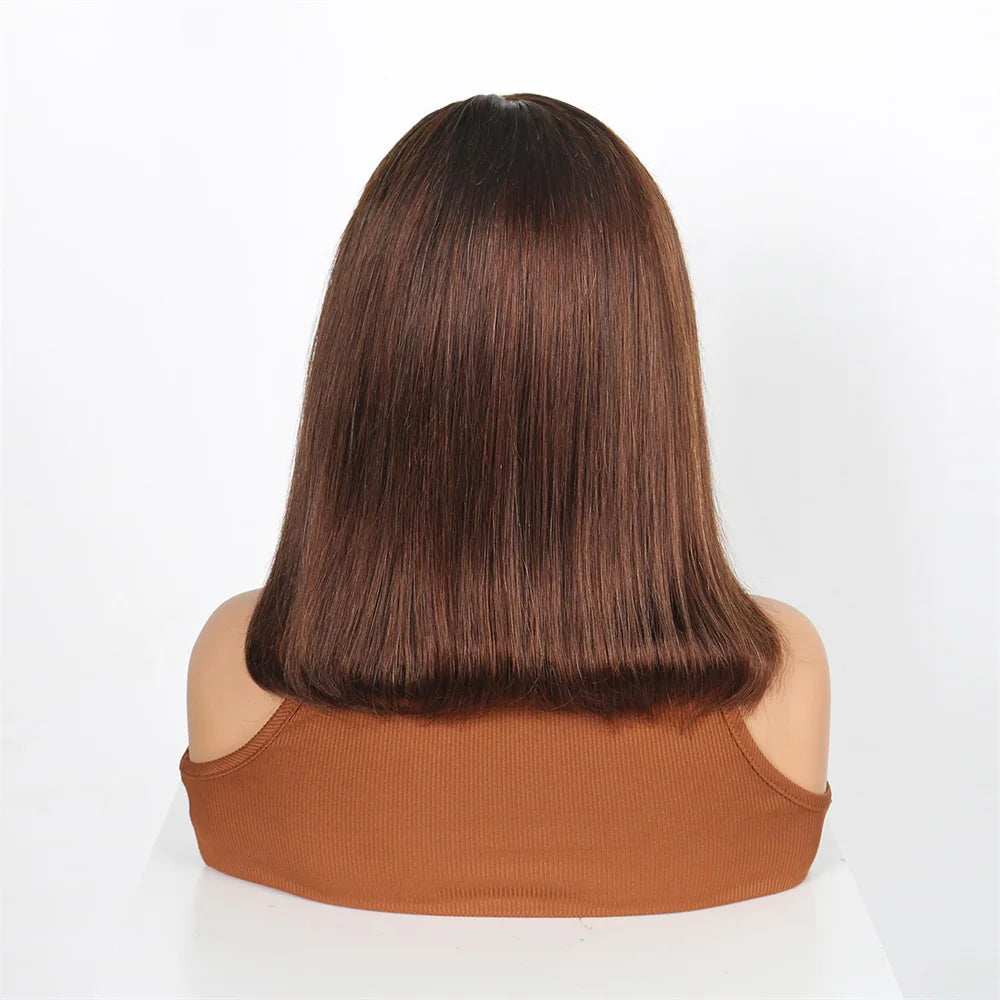 Burgundy Red Straight Bob T Part Lace Front Human Hair Wig