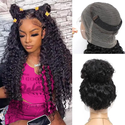 360 Full Lace Wig Invisible Drawstring Water Wave Frontal Wig Curly Human Hair Wigs Brazilian 360 Lace Wig 250 Density 30Inch