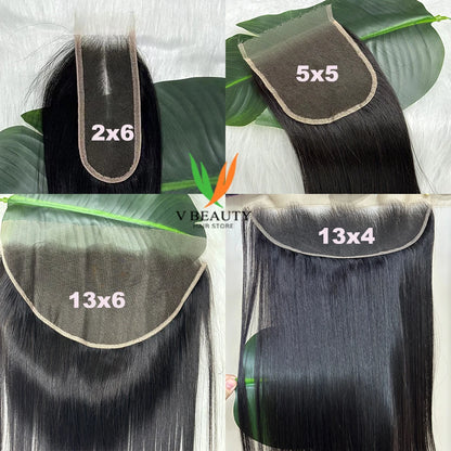 16A Vietnamese Double Drawn Bone Straight Bundles with Lace Closure Raw Hair Bundles Raw Hair