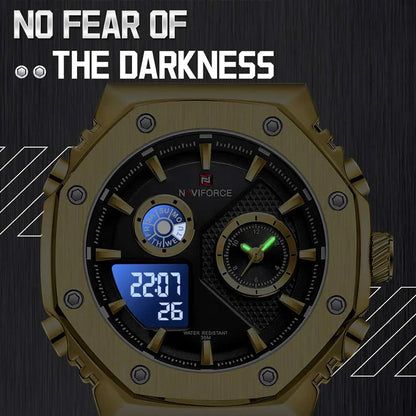 NAVIFORCE Men's Sport Watch Stainless Steel Strap Waterproof Quartz