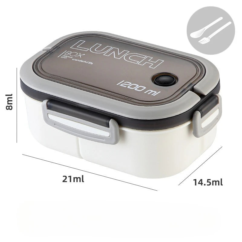 1200ML Double-layer Lunch Box Portable Compartment Food Box Microwave