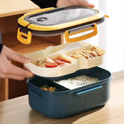 1200ML 2 Layer Bento Lunch Box With Spoon Fork