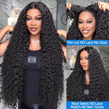 Xcurly 30 inch Loose Deep Wave Glueless 5x5 Ready to Wear Lace Closure Wig Pre Plucked Water Curly HD Lace Front Human Hair Wigs