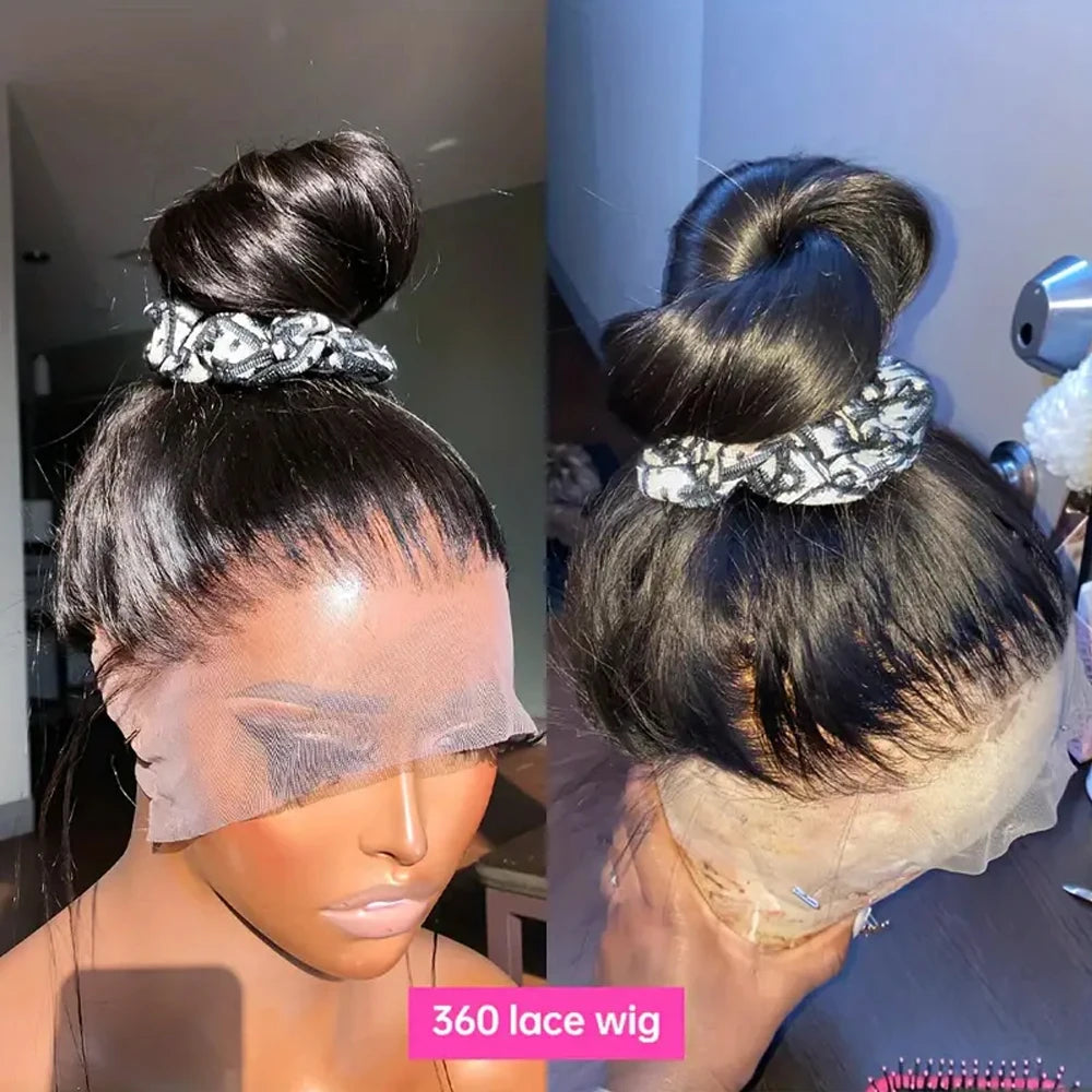 250 Density 360 Full Lace Wig Human Hair Pre Plucked Raw Hair Wig Brazilian Bone Straight Wigs Human Hair 100% Natural Hairline