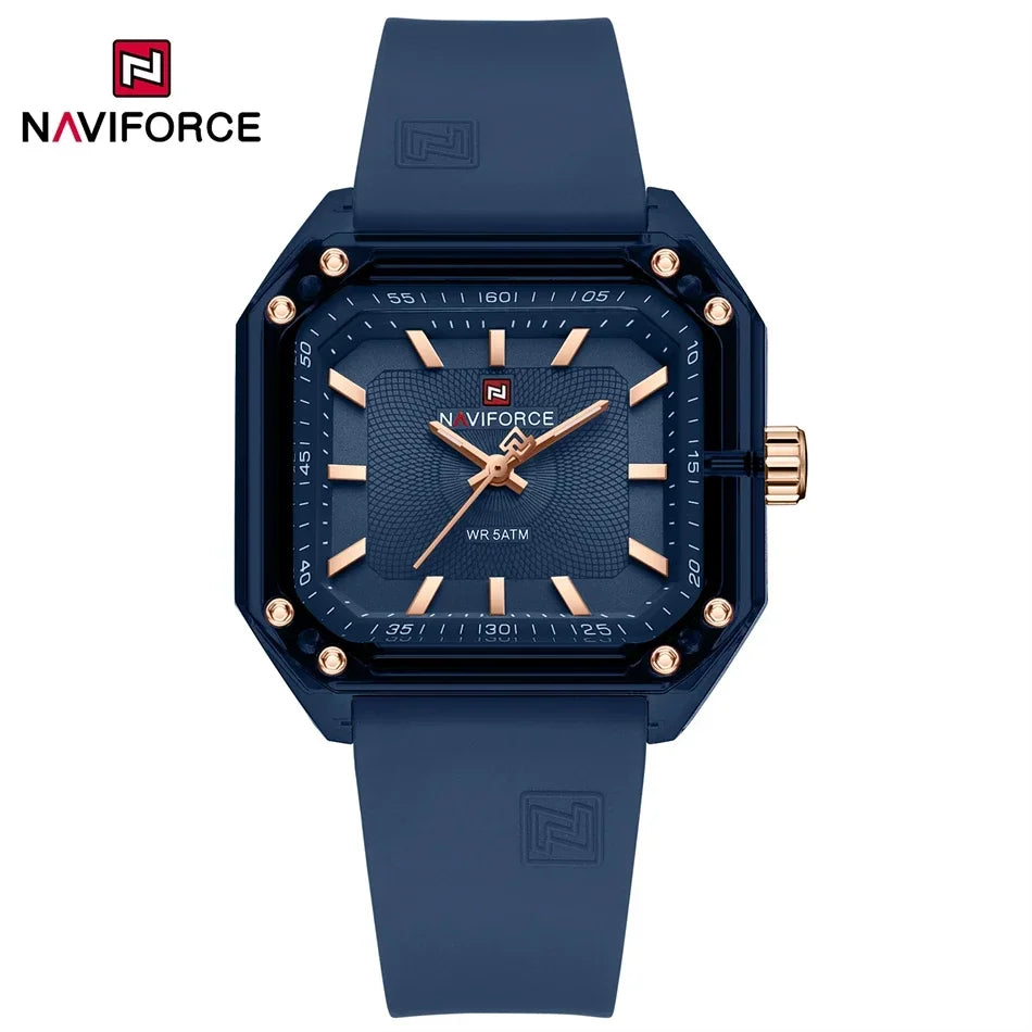 NAVIFORCE NF7106 Fashion Watch Simple Square Dial Silicone Strap Quartz