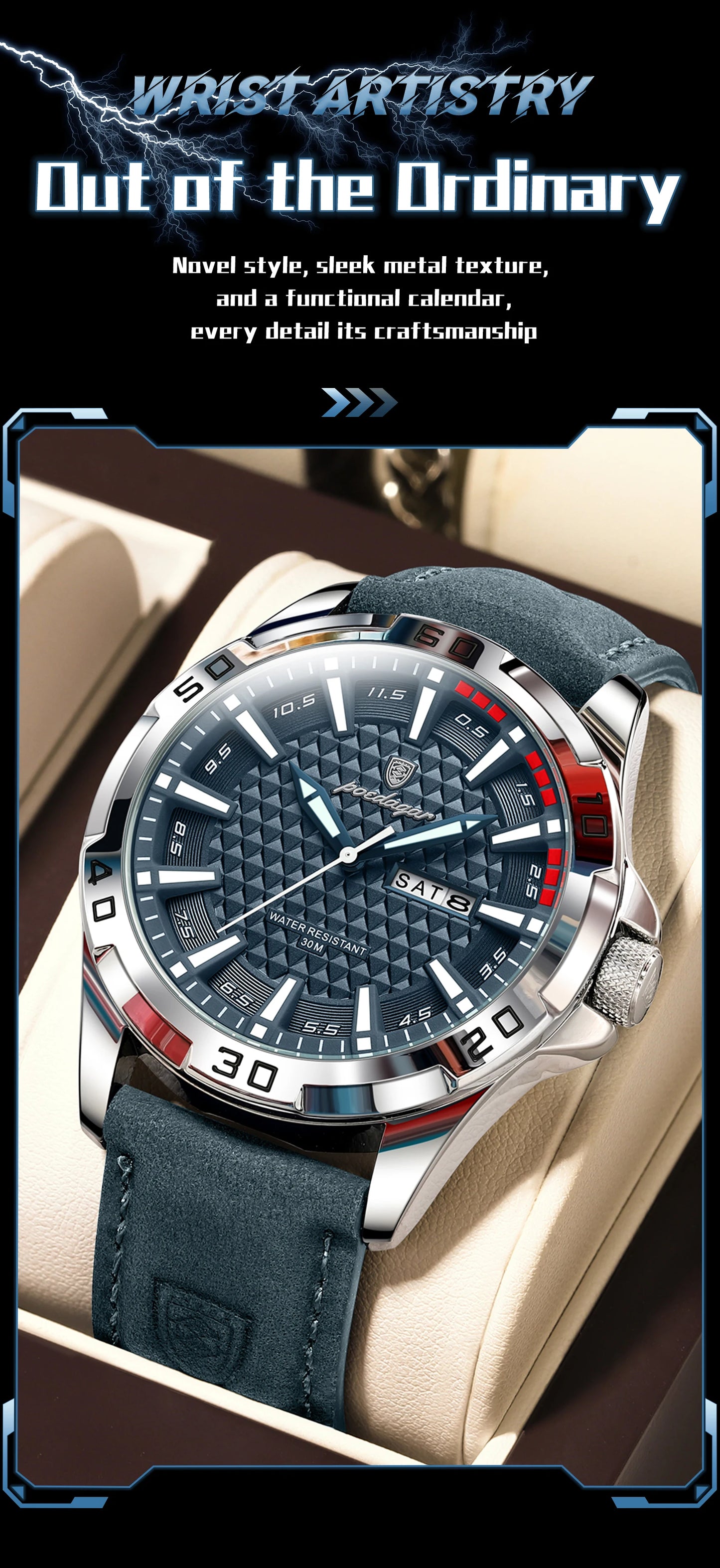 POEDAGAR Original Man Wristwatch Top Luxury Waterproof Luminous