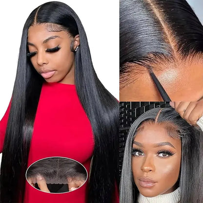34 inch Silky Straight Glueless Wigs Human Hair Transparent 13x4 13x6 Lace Front Human Hair Wig Pre-Cut Brazilian Remy Hair