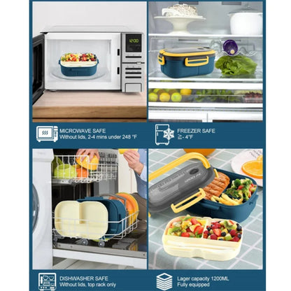 1200ML 2 Layer Bento Lunch Box With Spoon Fork