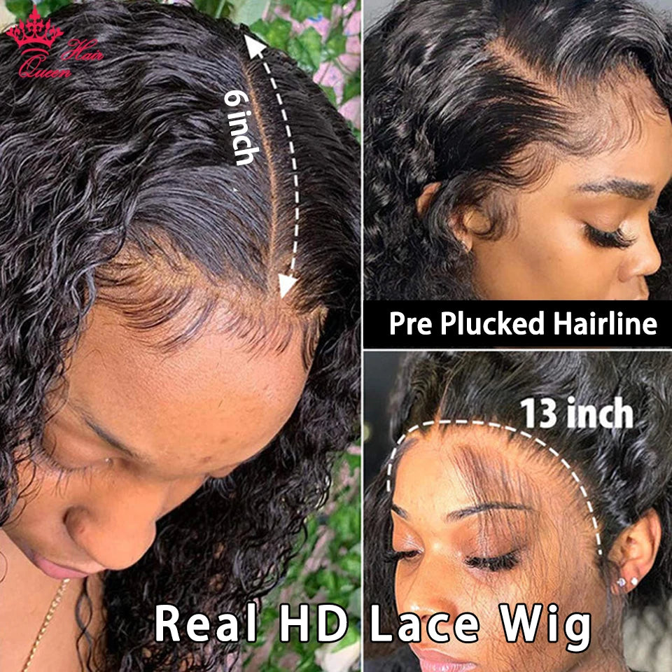 Real Invisible HD Lace Wigs Deep Curly Wave Natural Hairline Human Raw Hair Wigs Indian Pre plucked Lace Front Human Hair Wigs