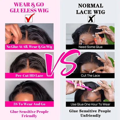 Wear and Go Glueless Wig Human Hair Pre Cut Ready to Wear