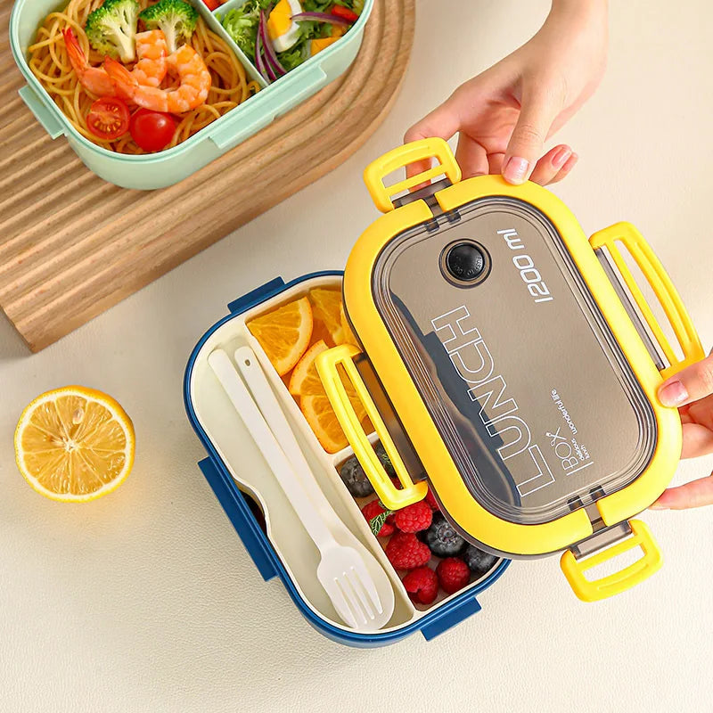 1200ML Double-layer Lunch Box Portable Compartment Food Box Microwave