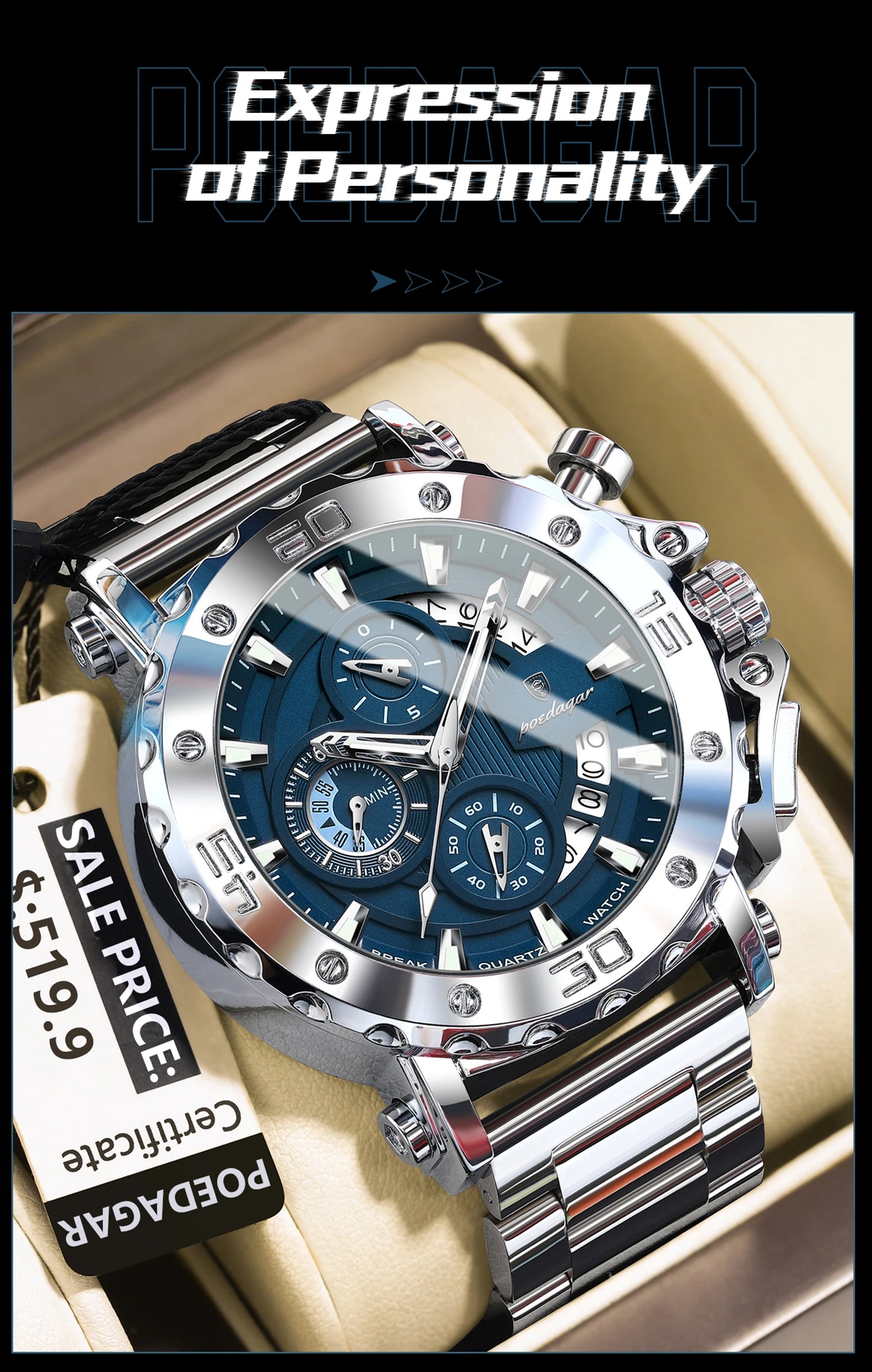 POEDAGAR Luxury Watch For Men