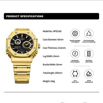 NAVIFORCE Men's Sport Watch Stainless Steel Strap Waterproof Quartz